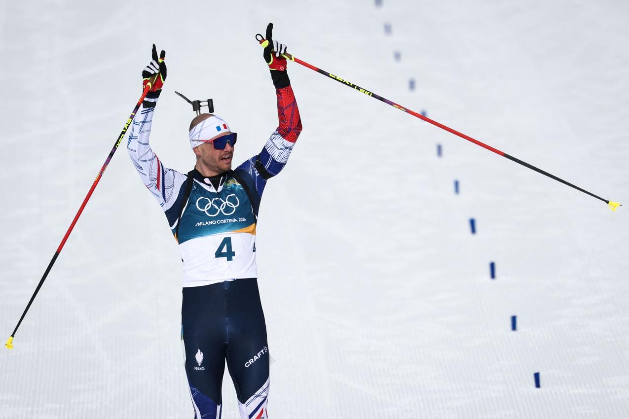 Emilien Jacquelin ließ sich feiern. © APA/afp / FRANCK FIFE
