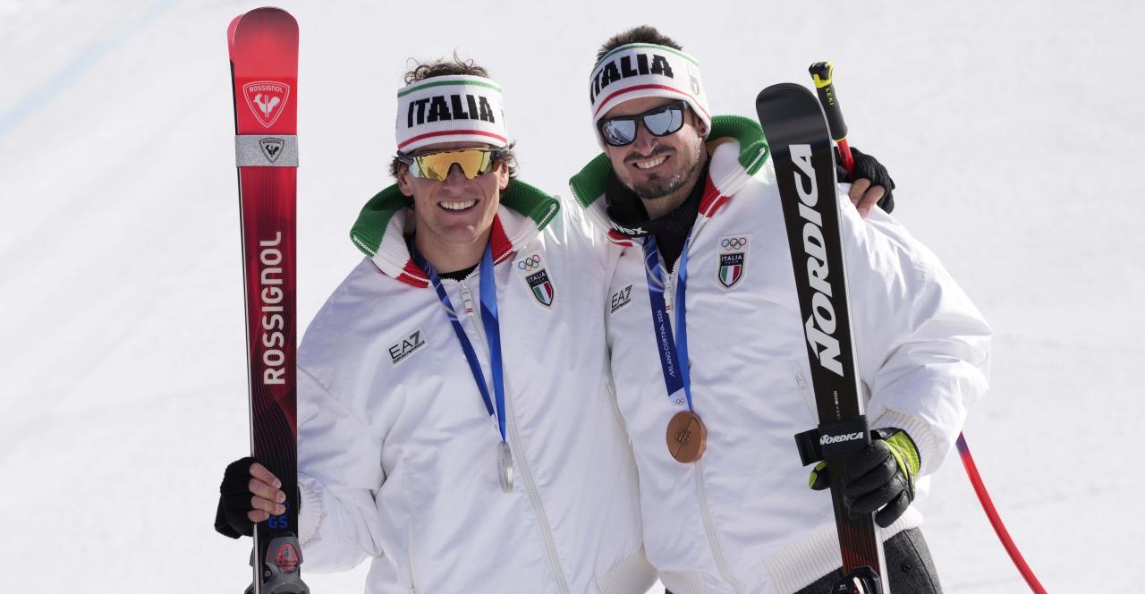 Giovanni Franzoni (l.) und Dominik Paris (r.) schnappten sich in der Olympia-Abfahrt Silber und Bronze. © Felice Calabro'