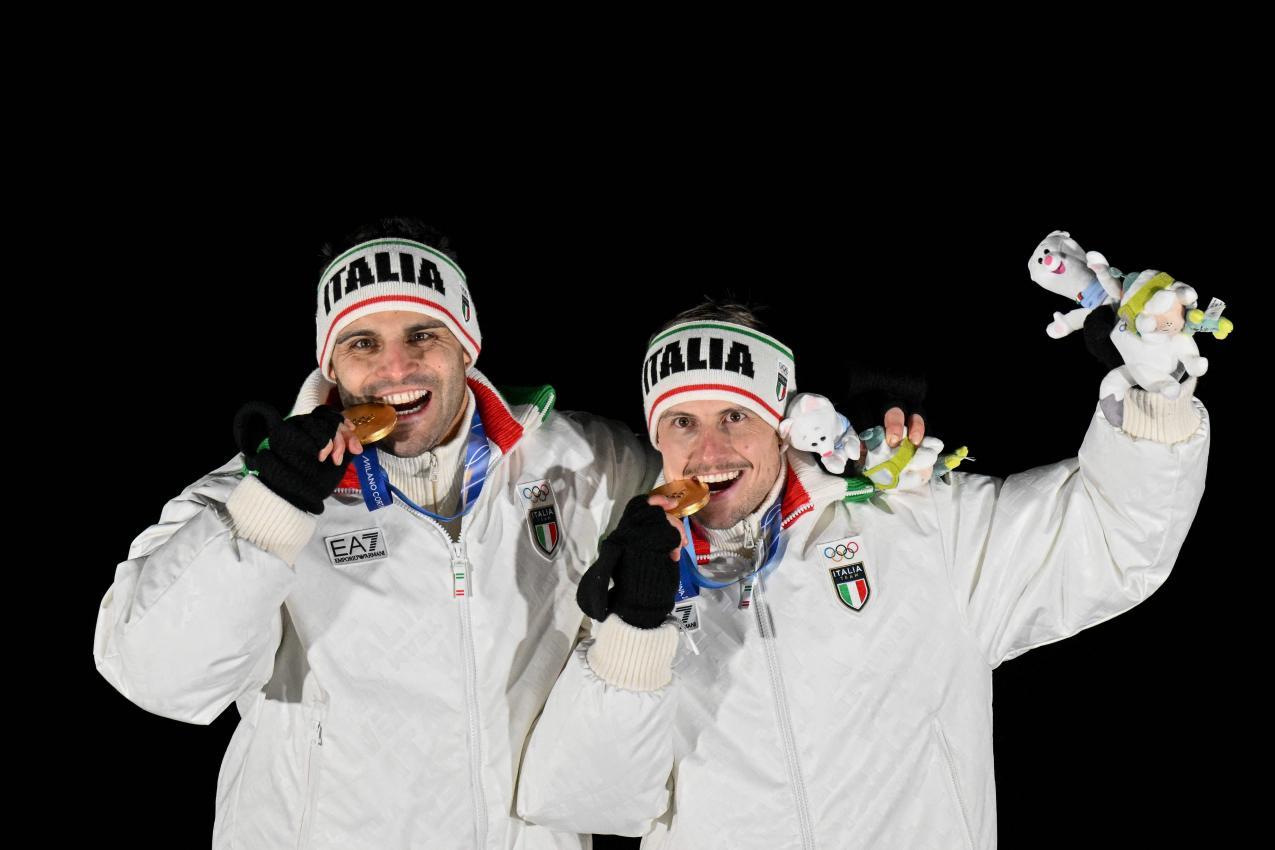 Holten sensationell Gold im Doppelsitzer: Emanuel Rieder and Simon Kainzwaldner. © APA/afp / TIZIANA FABI