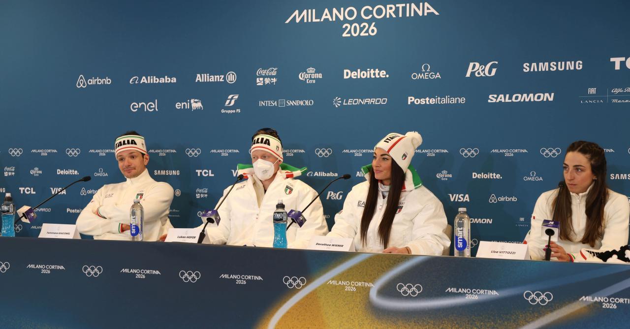 Tommaso Giacomel (l.) konnte sich einen Schmunzler  nicht verkneifen. © Felice Calabro'