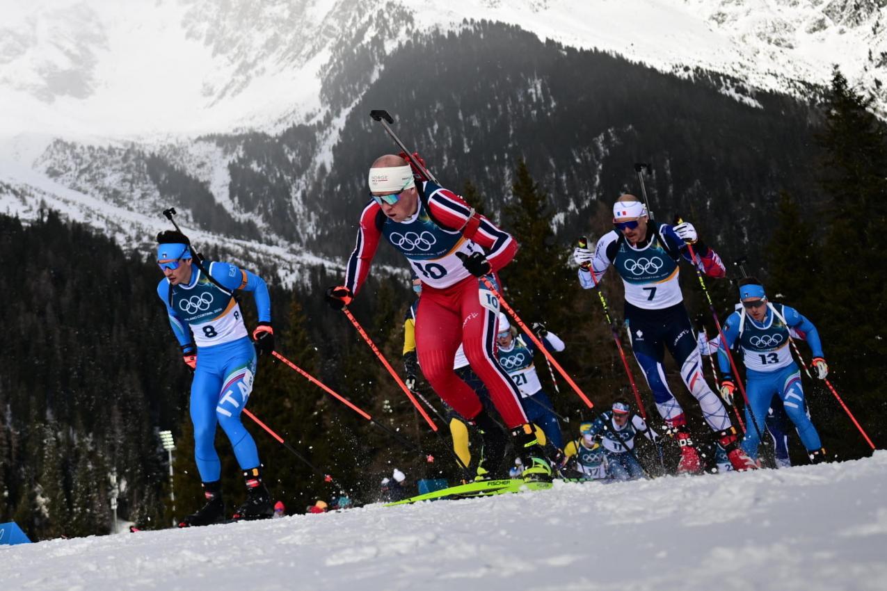 Tommaso Giacomel (links) war vorne mit dabei. © ANSA / MARTIN METELKO