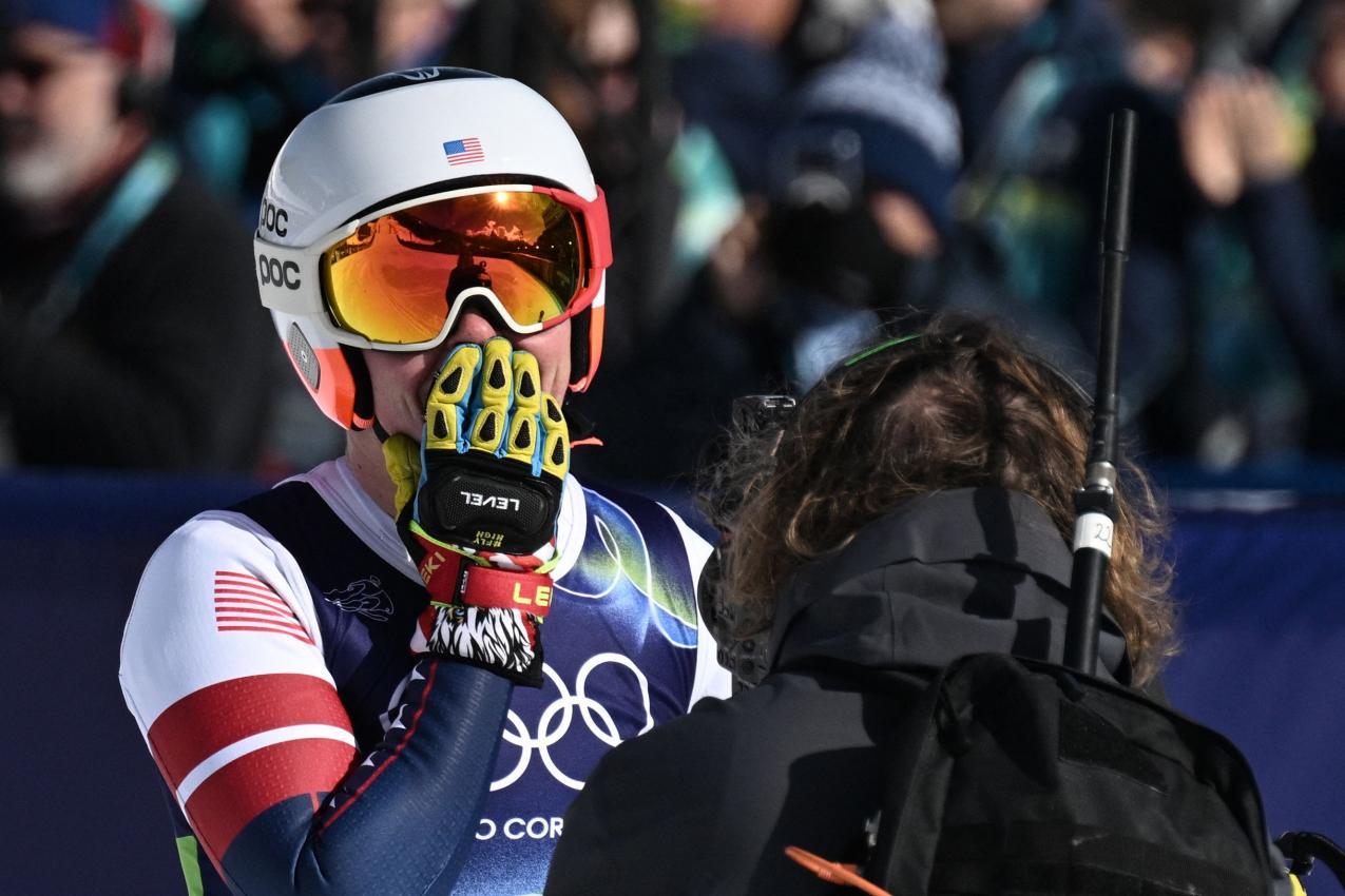 Vonns Teamkollegin Breezy Johnson holte Abfahrtsgold. © APA/afp / TIZIANA FABI