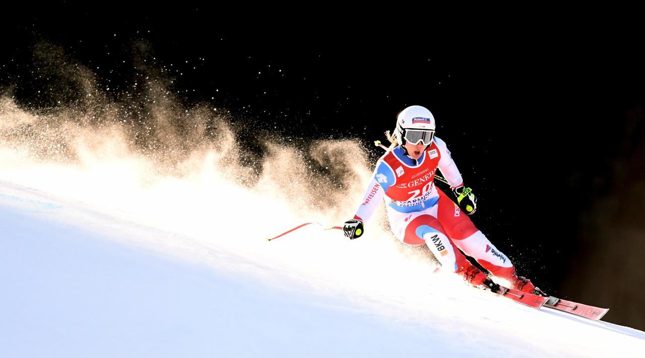 Joana Hählen fühlte sich auf den Abfahrtspisten pudelwohl. © AFP / CHRISTOF STACHE