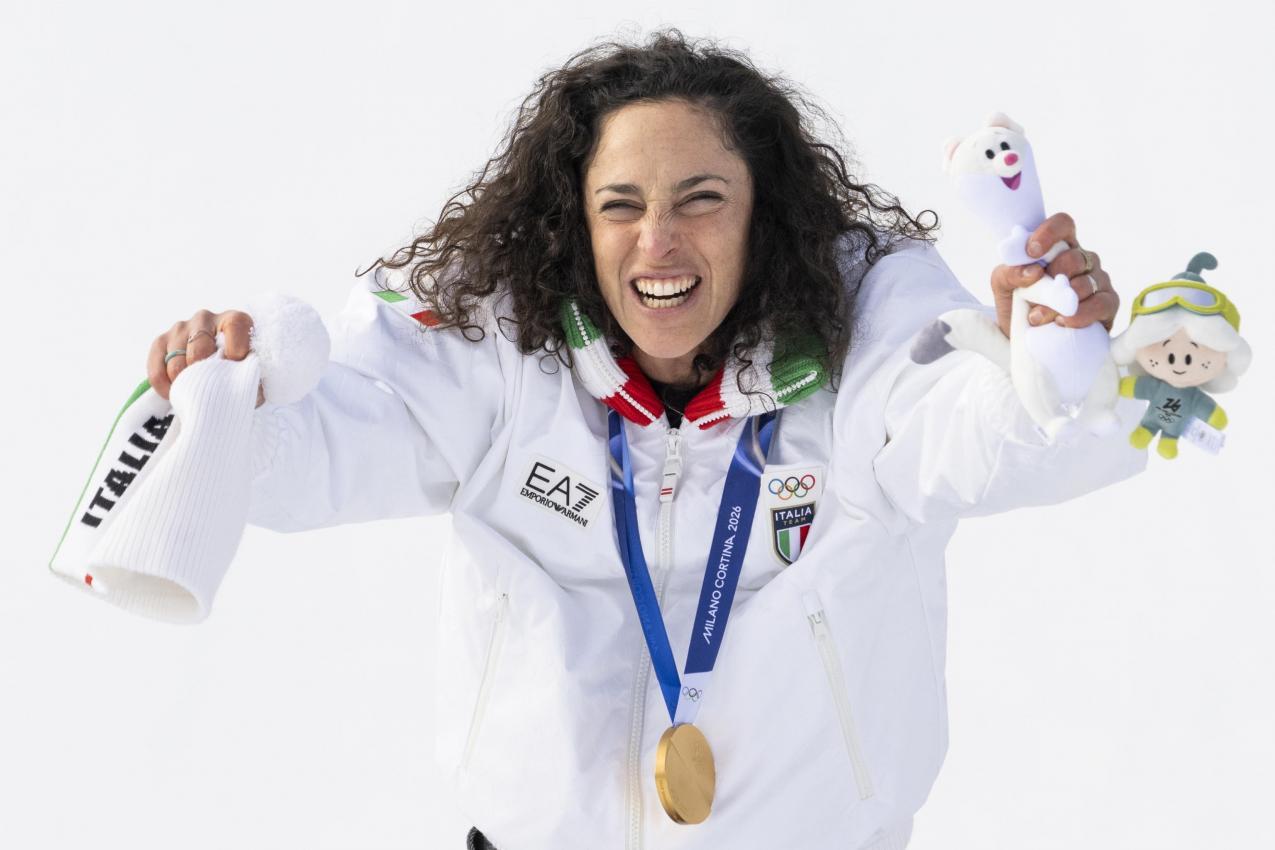 Brignone holte in Cortina d'Ampezzo zwei Mal Gold. © ANSA / JEAN-CHRISTOPHE BOTT