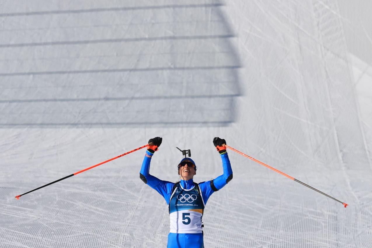 Lisa Vittozzi kürte sich in Antholz zur Olympiasiegerin in der Verfolgung. © ANSA / PIERRE TEYSSOT