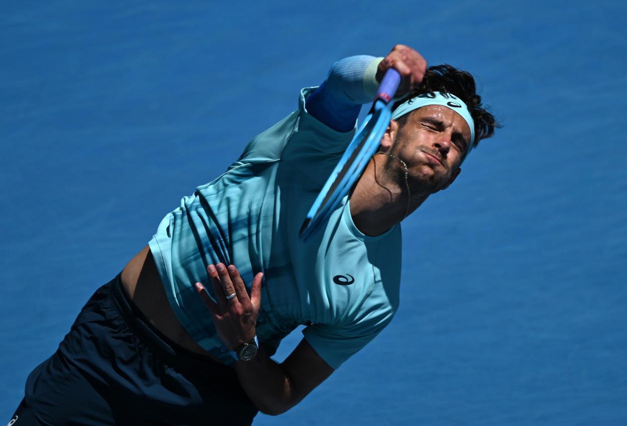 Lorenzo Musetti könnte im Viertelfinale auf Alexander Zverev und dann womöglich auf Jannik Sinner treffen. © ANSA / JAMES ROSS