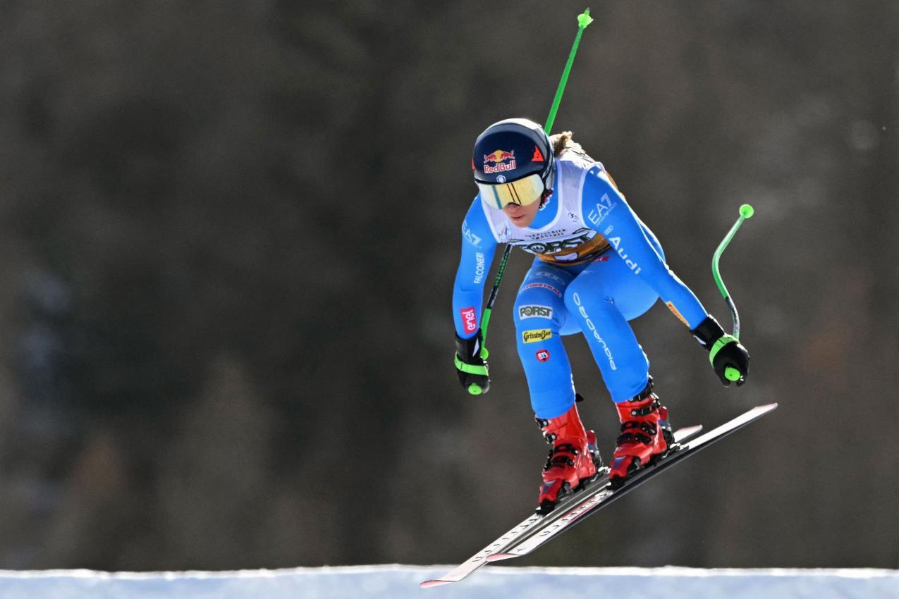 Sofia Goggia beim Weltcup im Val di Fassa. © APA/afp / ANDREAS SOLARO