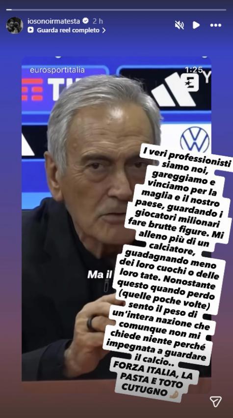 Der Kommentar von Irma Testa. © ANSA / INSTAGRAM/IRMA TESTA