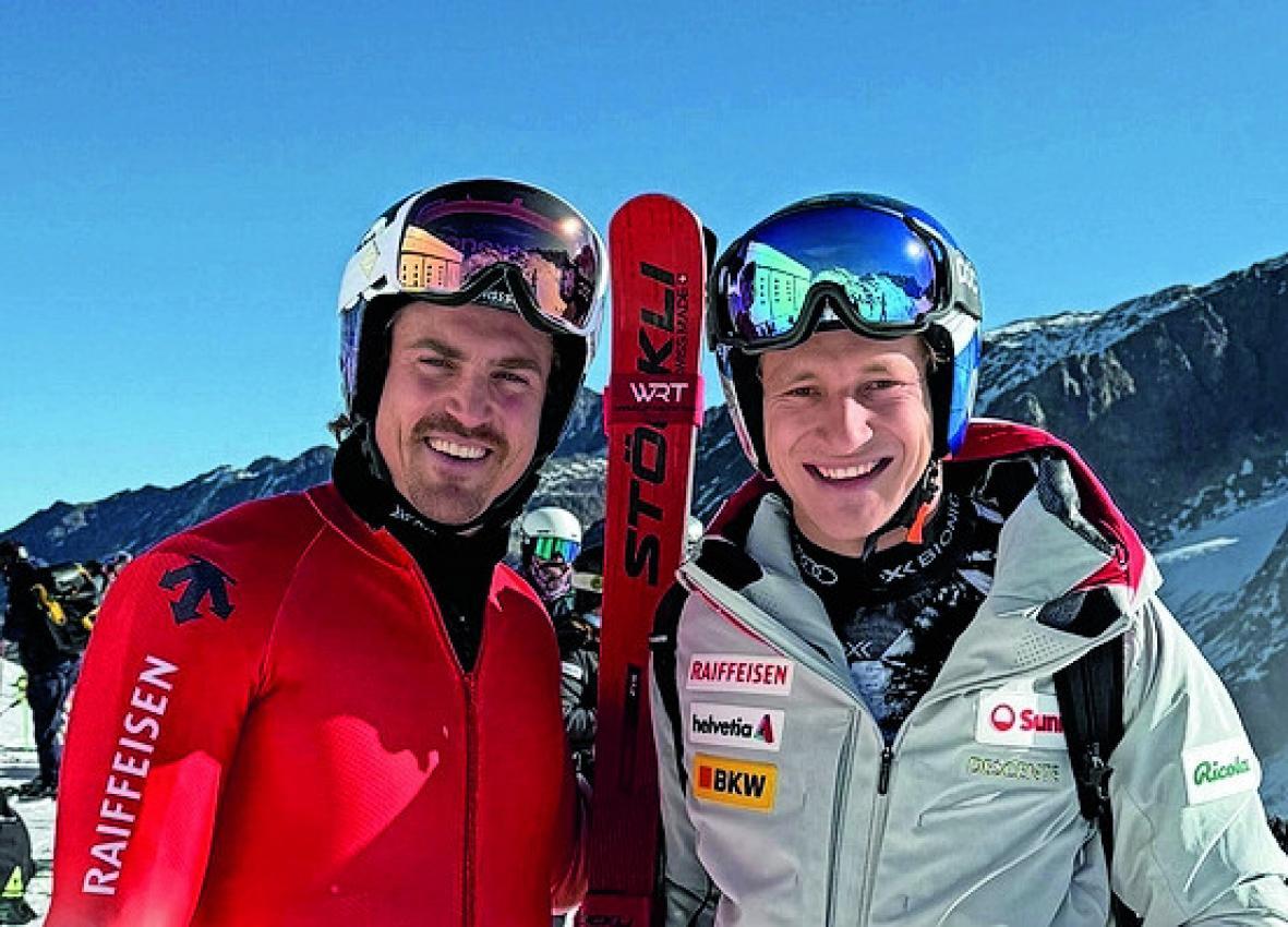 Marc Rochat (links), hier beim Training in Schnals gemeinsam mit Marco Odermatt.