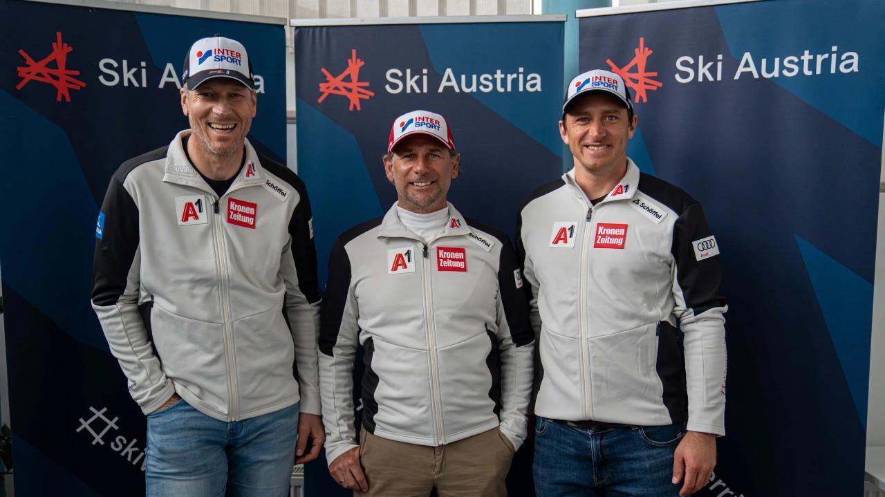 Roland Assinger, Marko Pfeifer und Matthias Mayer bei der Präsentation von Ski Austria.