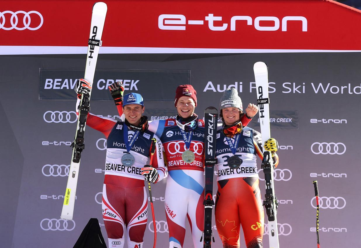 Schillernde Stars neben Broderick Thompson: Marco Odermatt und Matthias Mayer. © GETTY IMAGES NORTH AMERICA / MATTHEW STOCKMAN
