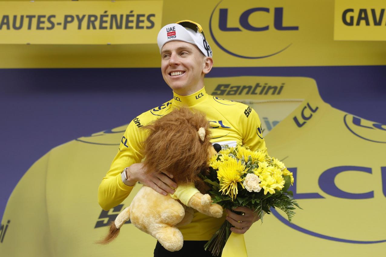 Der Top-Star in Gelb: Tadej Pogacar. © ANSA / YOAN VALAT