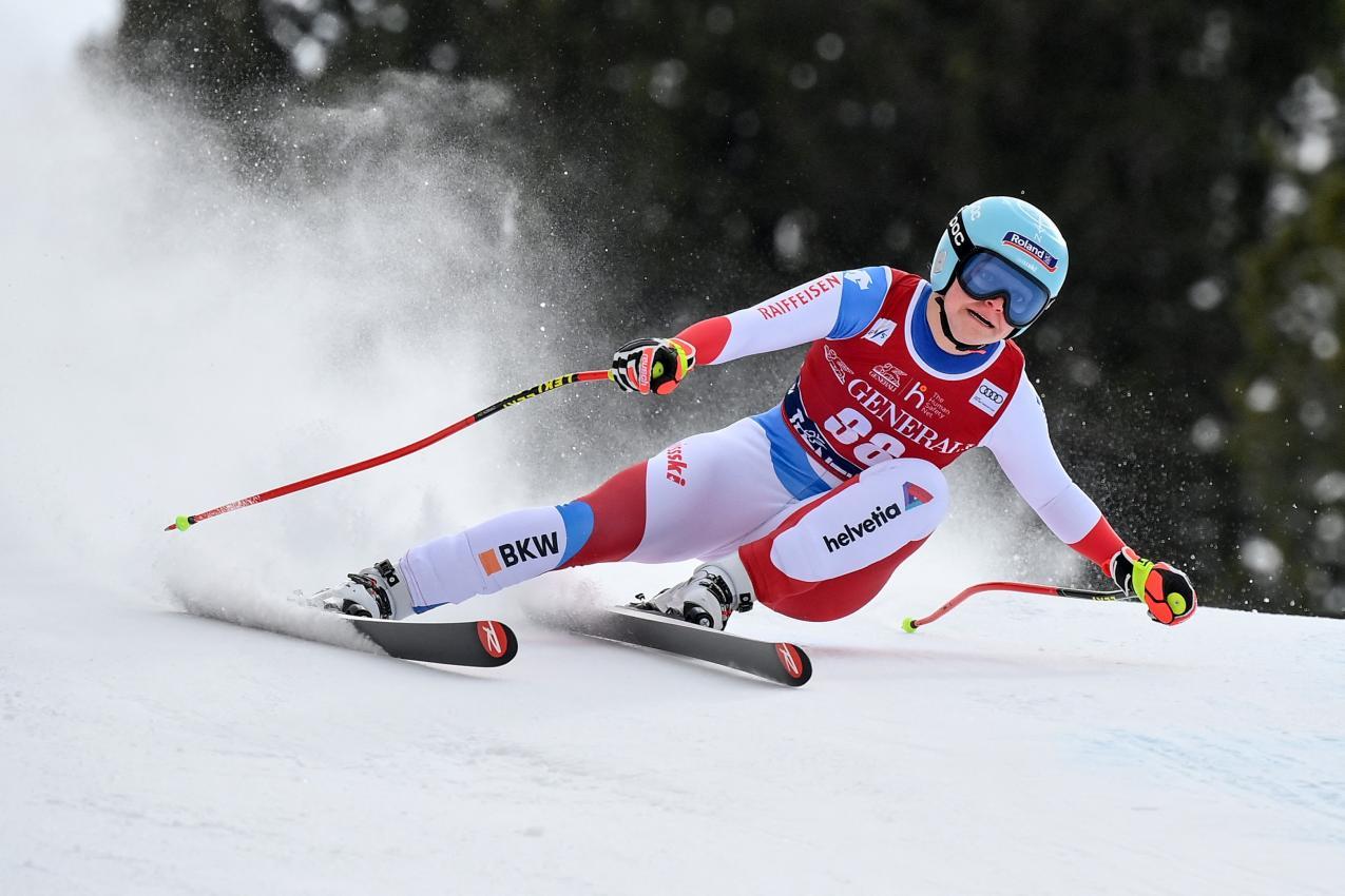 Katja Grossmann in Aktion: Sie war eine talentierte Abfahrerin. © AFP / MARCO BERTORELLO