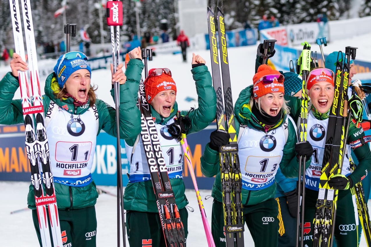 Maren Hammerschmidt (2.v.r.) und Laura Dahlmeier (r.) waren nicht nur Kolleginnen, sondern beste Freundinnen. © APA / EXPA/JFK
