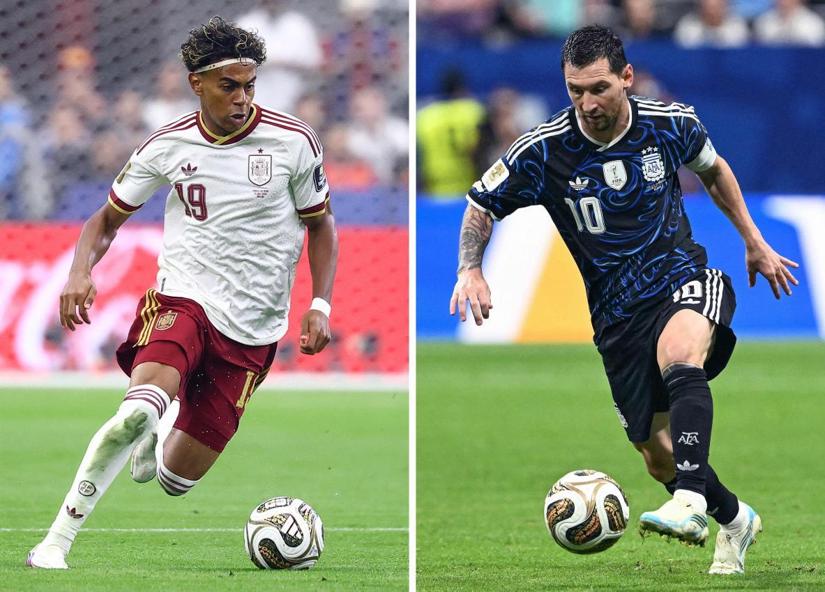 Yamal (links) und Messi (rechts) stehen sich im Finale gegenüber. © APA/afp / CHARLY TRIBALLEAU, ROBERTO SCHMIDT