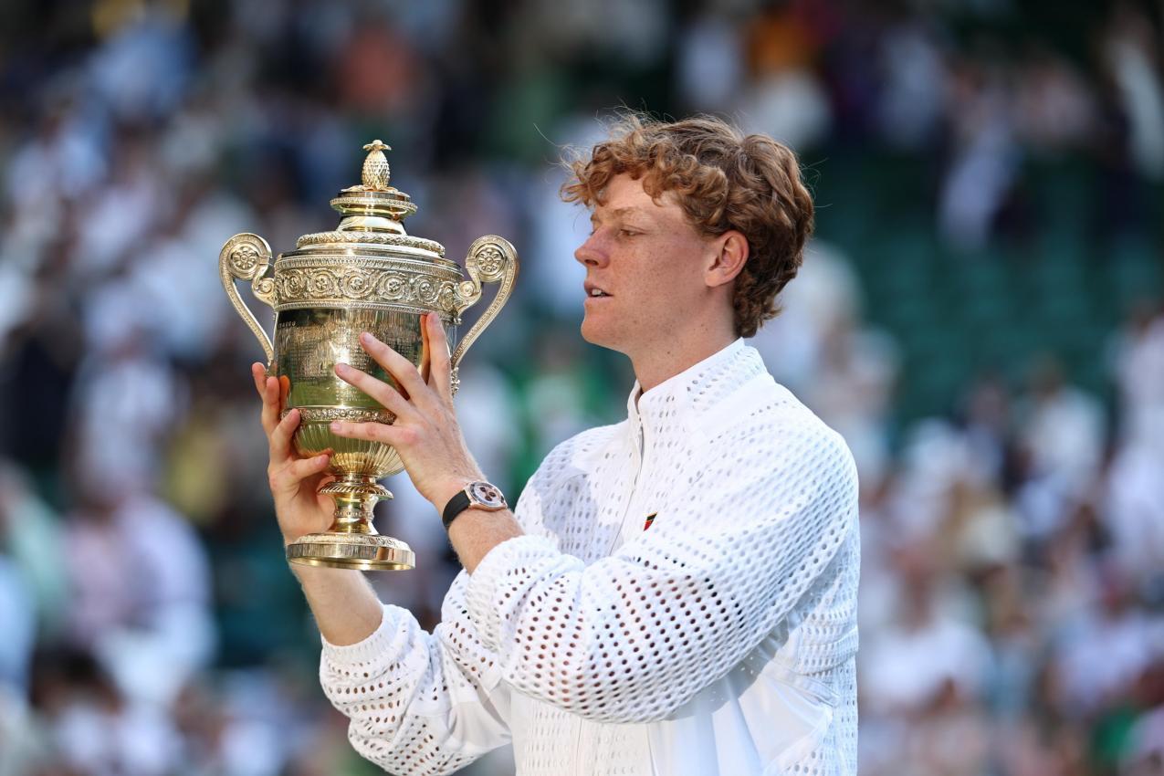 Am 12. Juli verteidigte Jannik Sinner seinen Wimbledon-Triumph in London. © ANSA / NEIL HALL