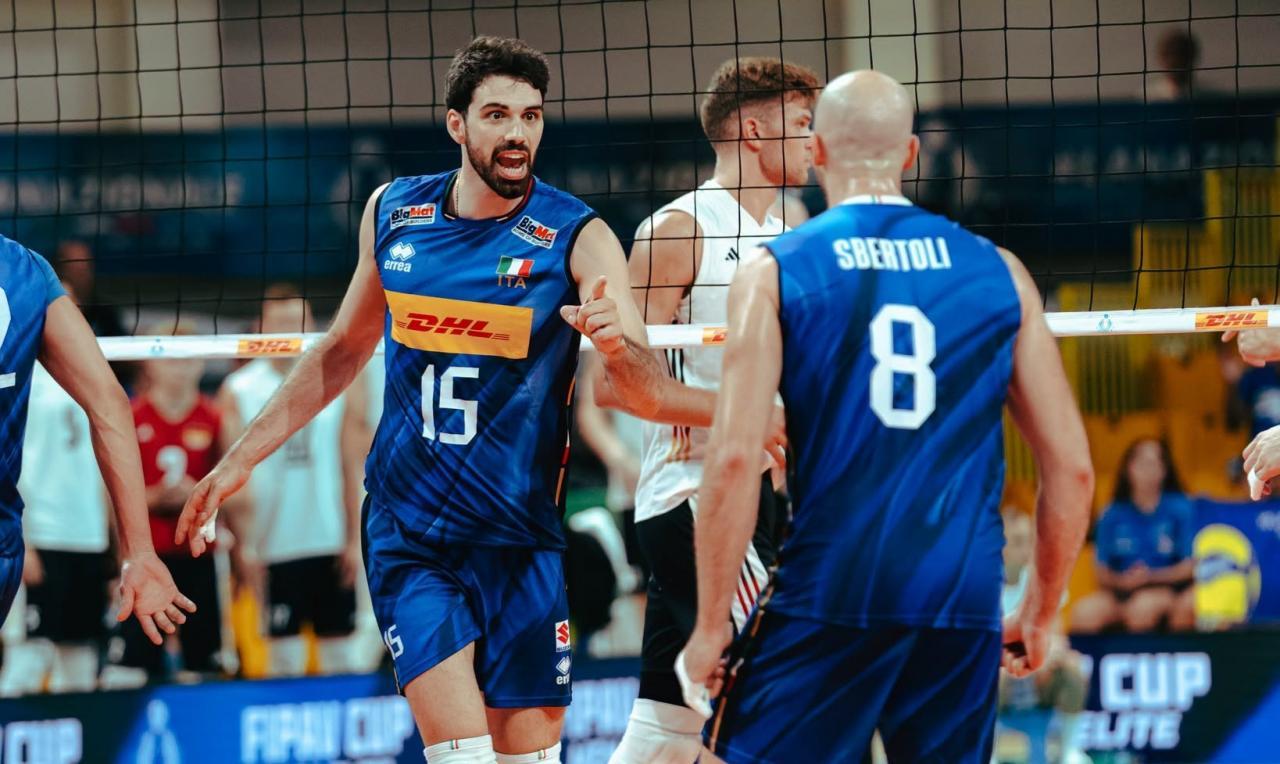 Daniele Lavia und Riccardo Sbertoli gewannen mit Italien gegen Deutschland. © Federazione Volley