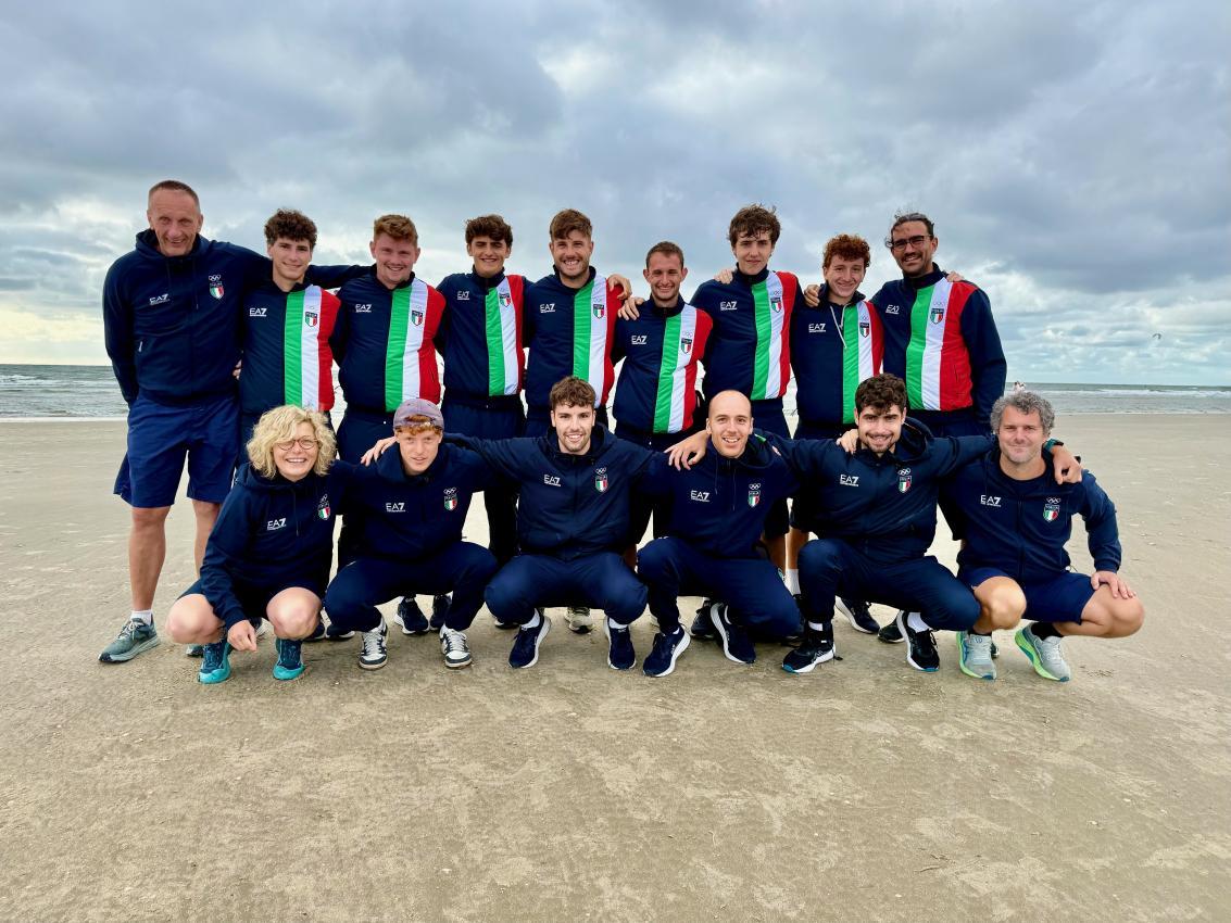 Die italienische Delegation am Strand in Rømø.
