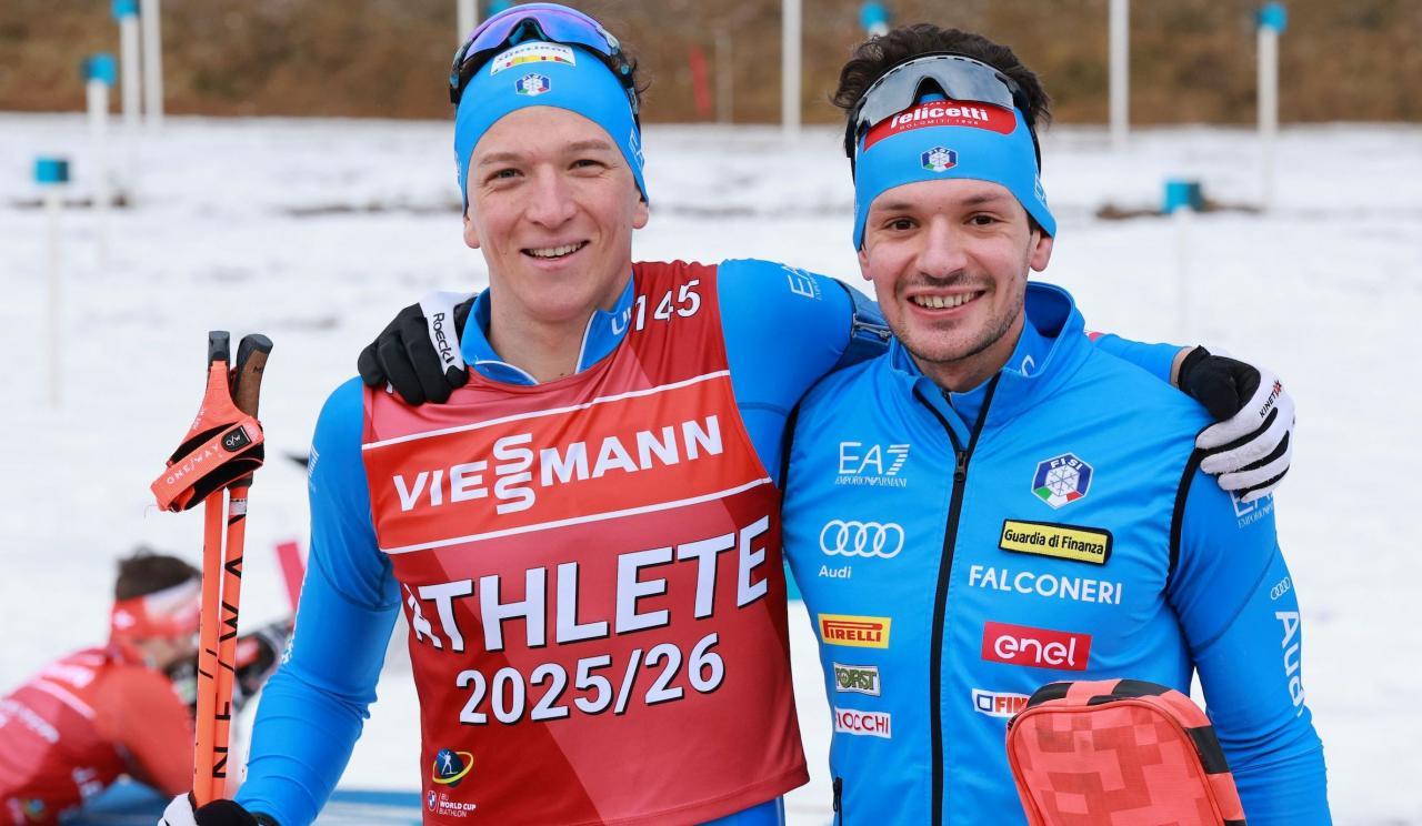 Christoph Pircher verbrachte Teile seiner Kindheit im Premiero-Tal, von dort stammt auch Tommaso Giacomel (r.) © Pierre TEYSSOT