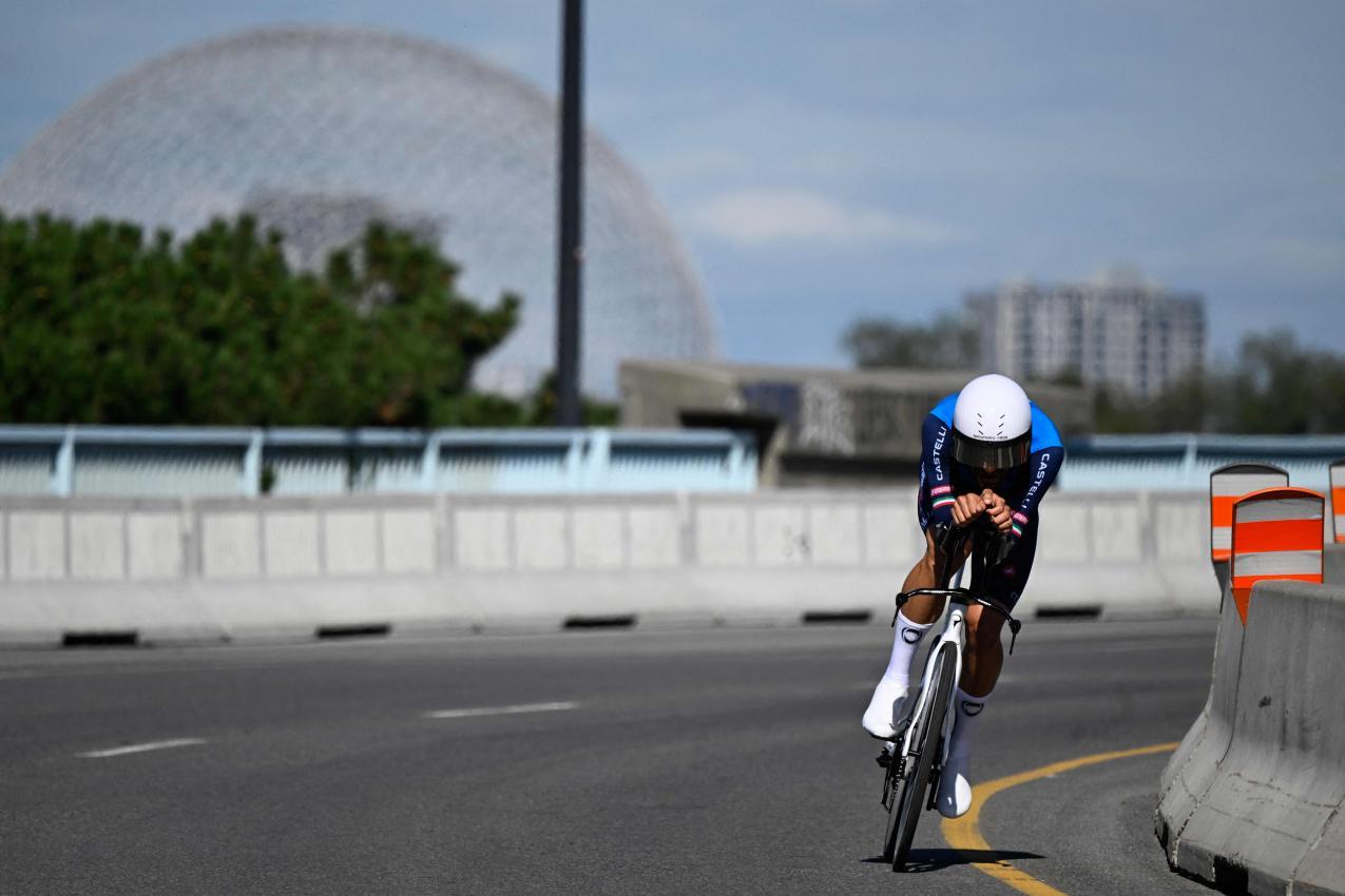 Filippo Ganna auf der Rennstrecke von Montreal. © APA/afp / ANDREJ IVANOV