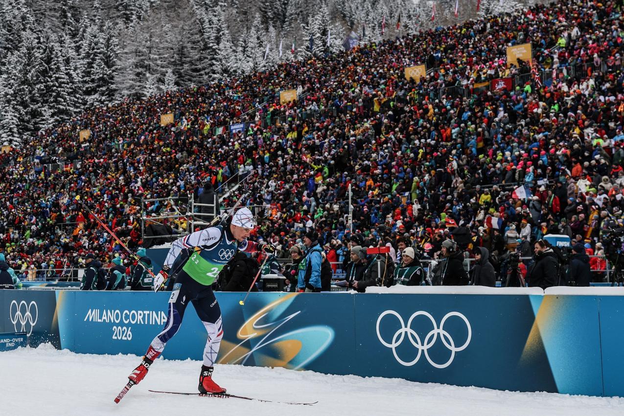 Im Februar hatte Émilien Jacquelin in Antholz die Massen begeistert. © APA/afp / ODD ANDERSEN