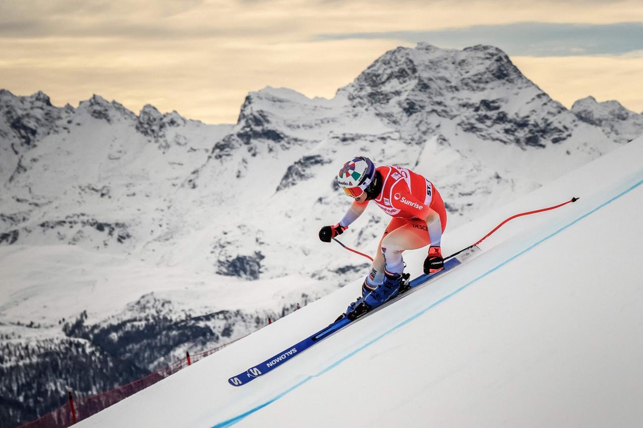 Michelle Gisin in Aktion. © APA/afp / FABRICE COFFRINI