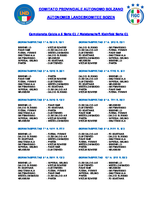 calcio a cinque - kleinfeldfussball